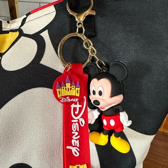 Disney character Minnie Mouse Black and Red Graphic Tote with bag charm - Picture 2 of 5